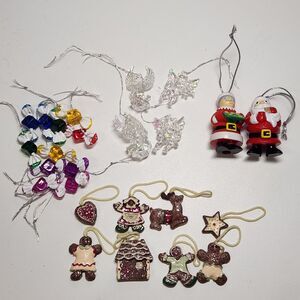 25 Vtg Mini Ornaments Bundle 2001 Topps Mr and Mrs Claus Gingerbread Angel Candy